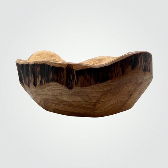 Shan Mu Wood Bowl Natural Live Edge Decorative Bowl Root Carved w Age Rings (M) - Picture 3 of 10